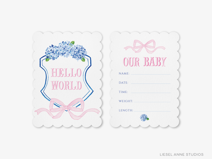 Blue and Pink Crest Scalloped Monthly Milestone Cards