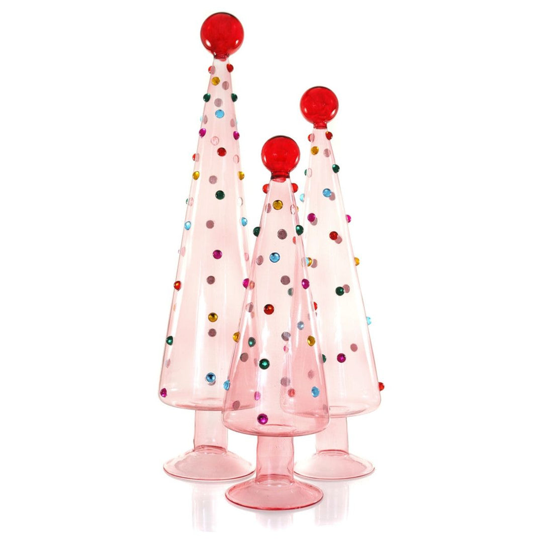 Decorated Dotted Trees-Translucent Pink Set/3