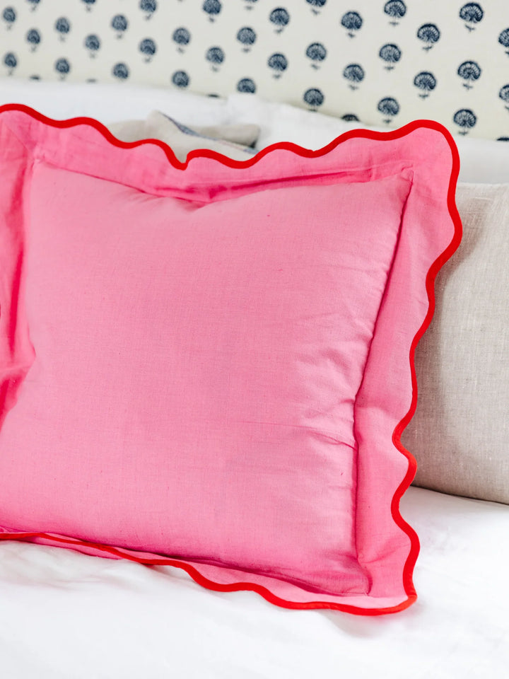 Darcy Light Pink + Cherry Linen Pillow