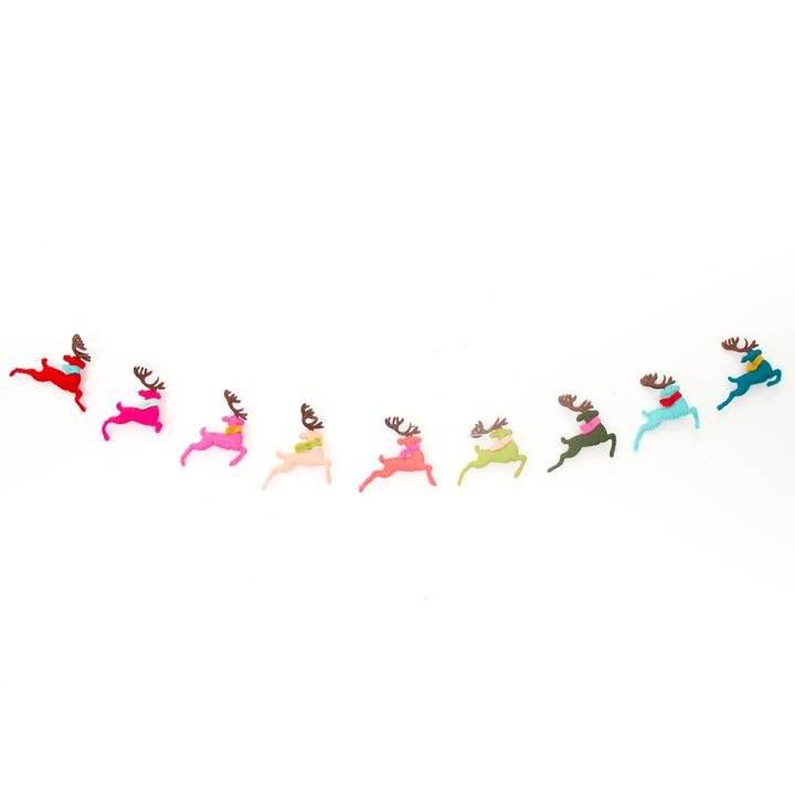 Rainbow Leaping Reindeer Felt Garland