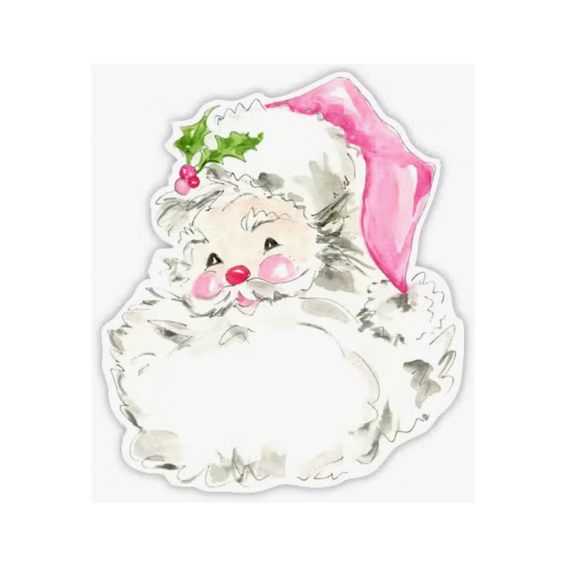 Handpainted Pink Santa Die-Cut Accents