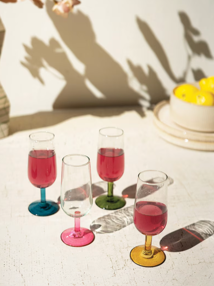 Aperitif Glasses with Colored Stems