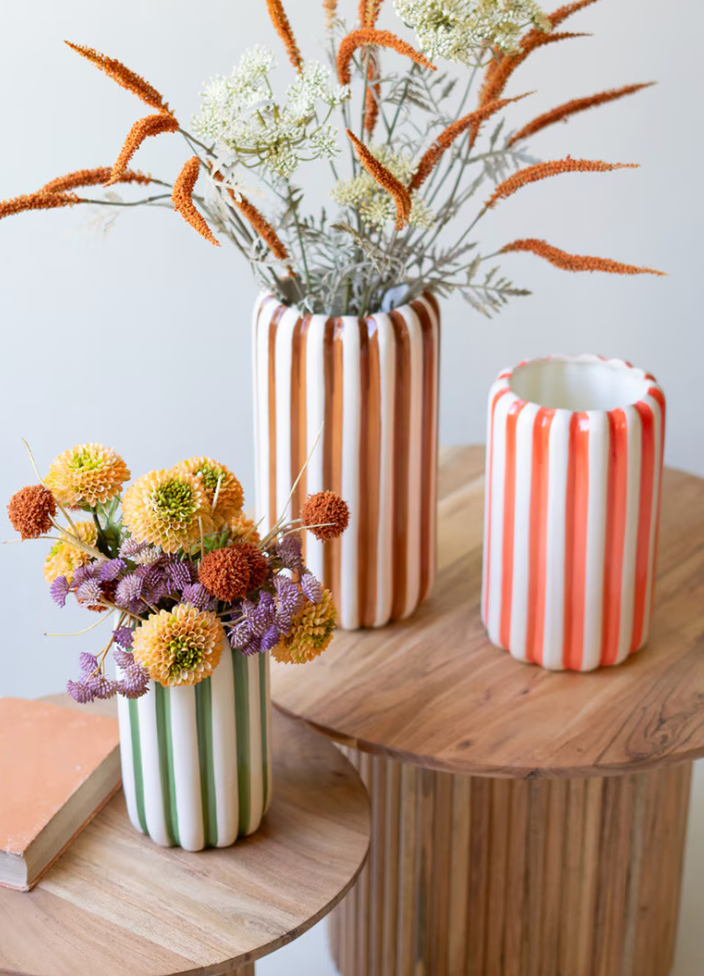 Ceramic Vases with Vertical Stripes