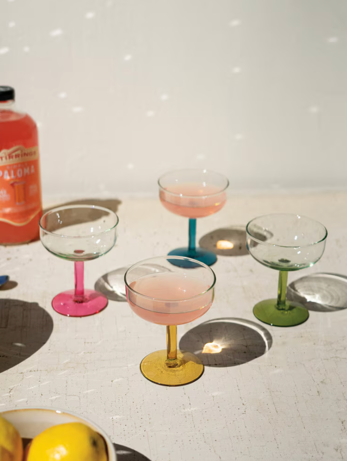 Coupe Glasses with Colored Stems