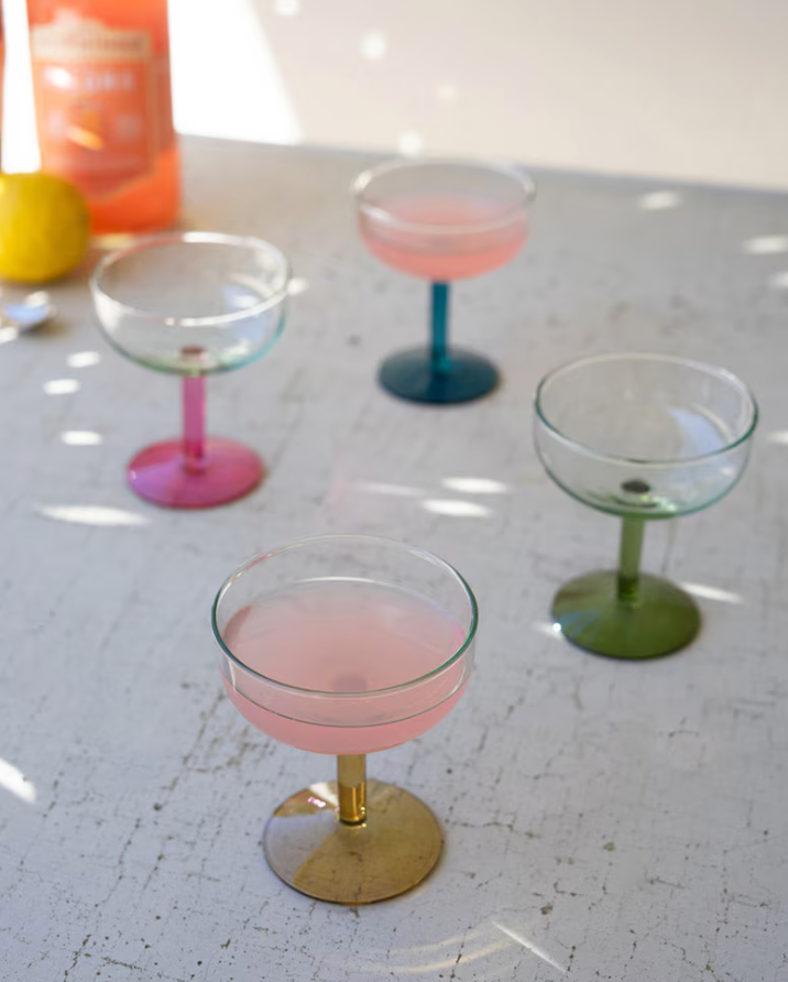 Coupe Glasses with Colored Stems