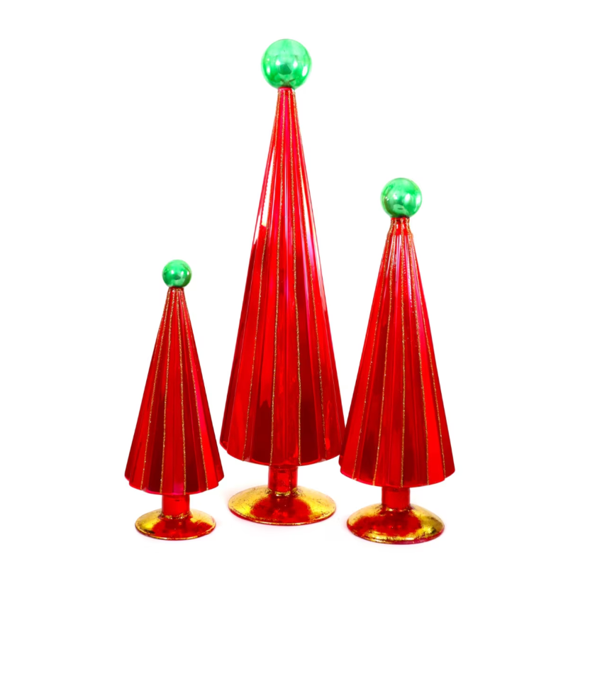 Pleated Trees-Red Green Set/3