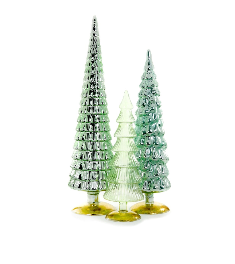 Large Winter Green Hue Trees (Set of 3)