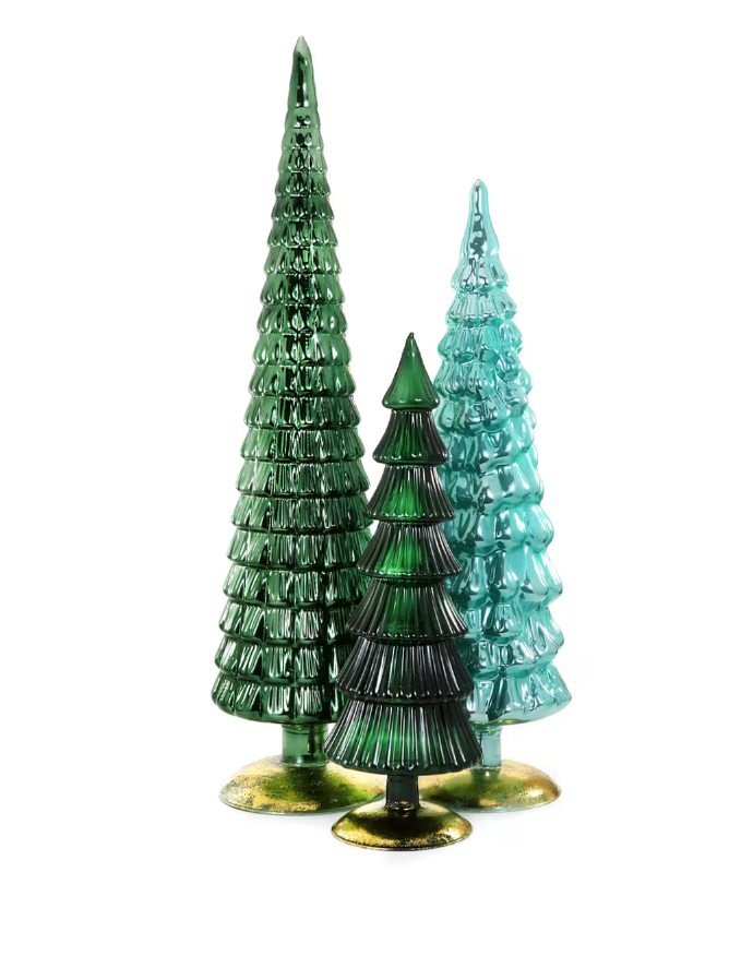 Large Teal Hue Trees (Set of 3)