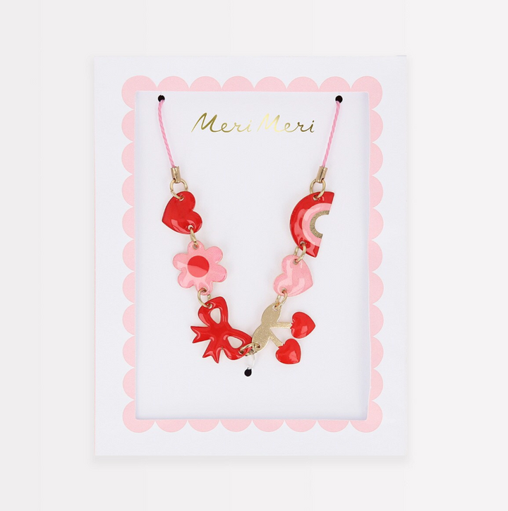 Hearts & Cherries Enamel Charm Necklace