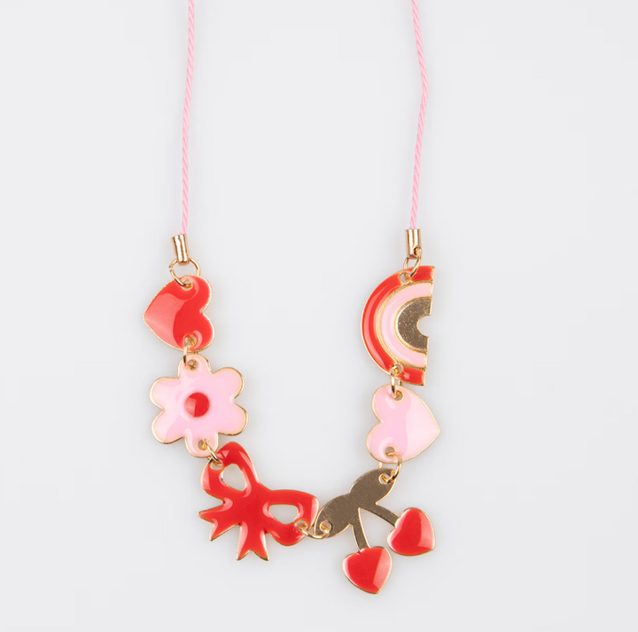 Hearts & Cherries Enamel Charm Necklace