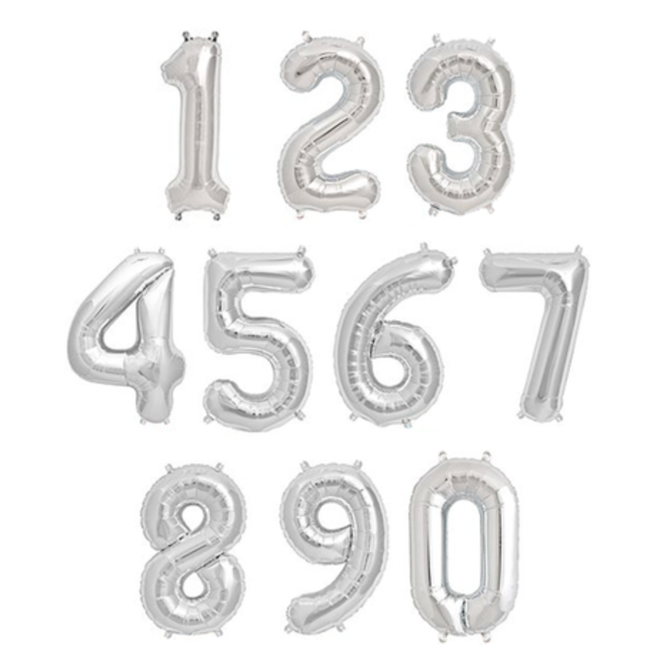 Silver 26 inch Number Balloon