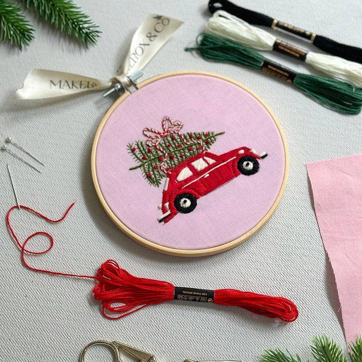 Cheerful Christmas Car Embroidery