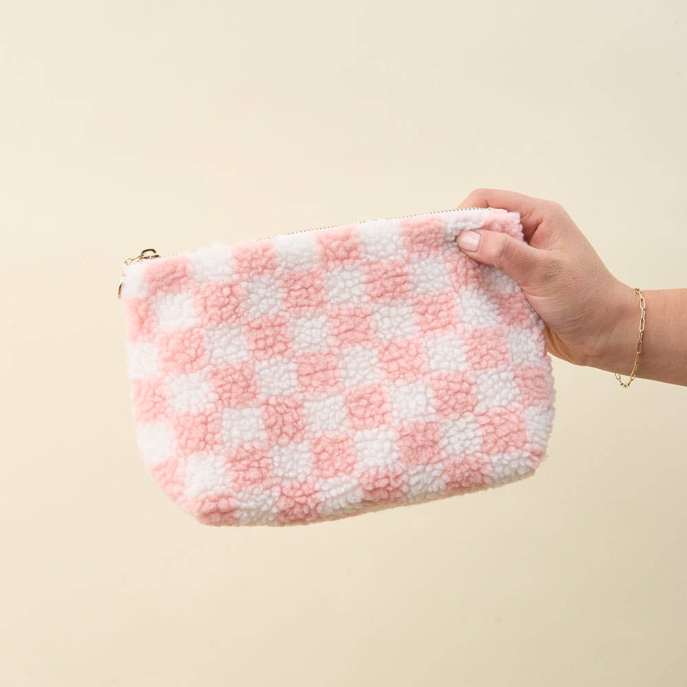 Check Blush Teddy Pouch