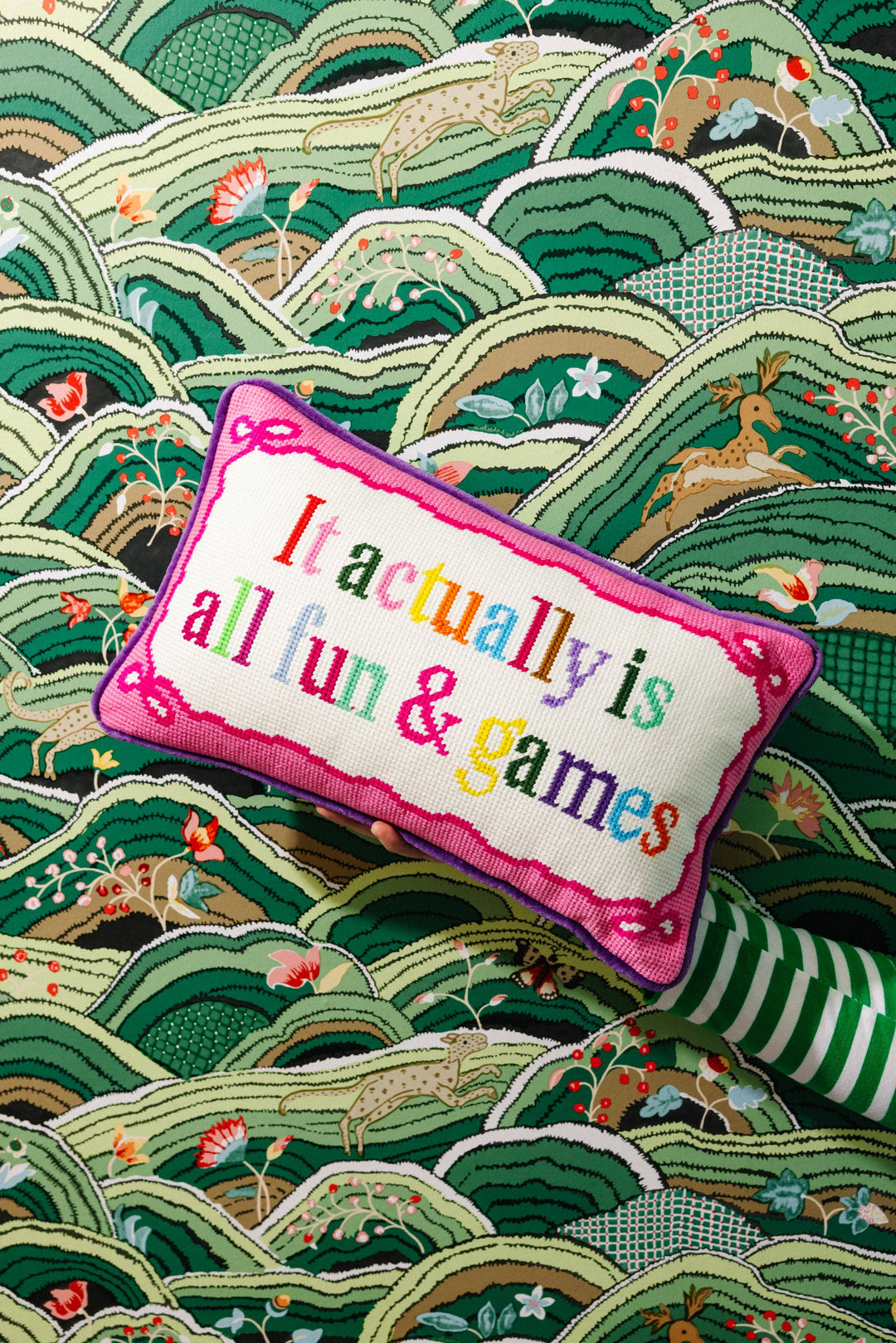 Fun And Games Needlepoint Pillow