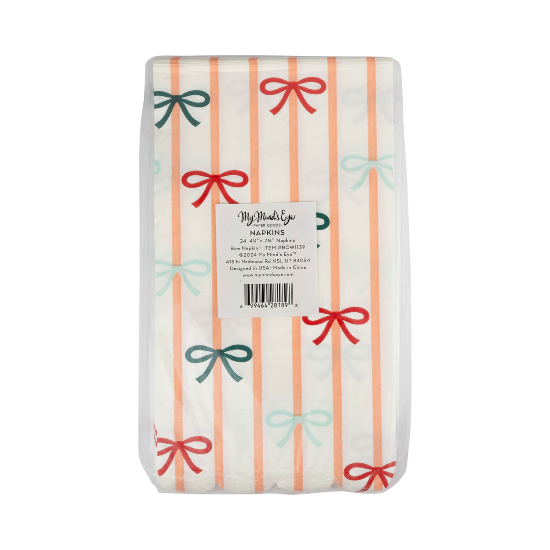 Bows and Stripes Scalloped Dinner Napkin