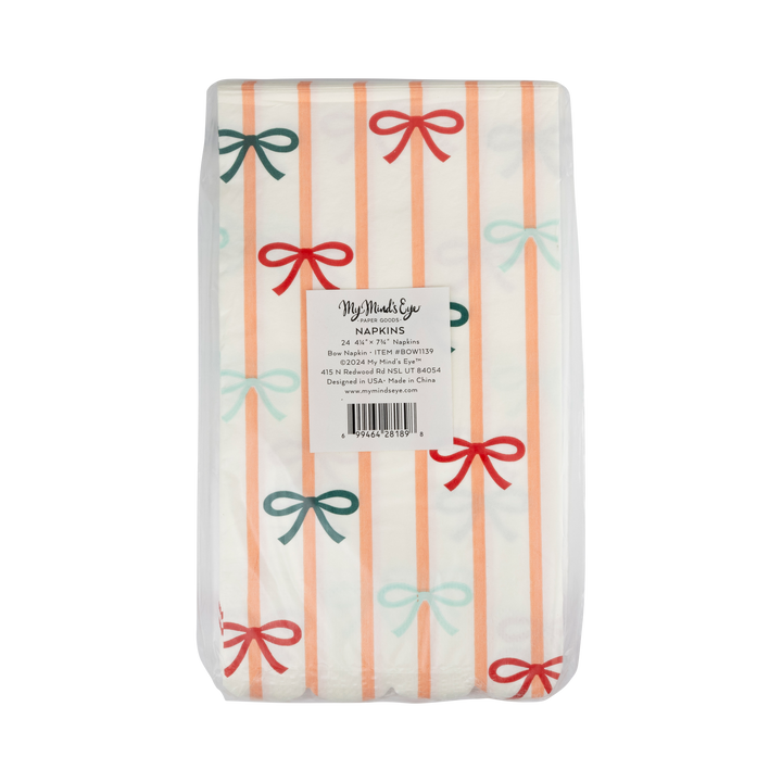 Bows and Stripes Scalloped Dinner Napkin