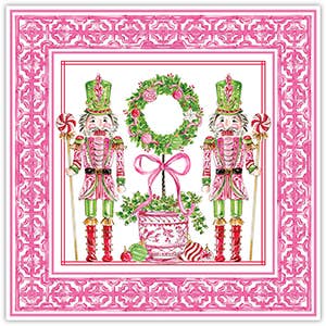 Pink Peppermint Nutcrackers and Topiary Square Placemat