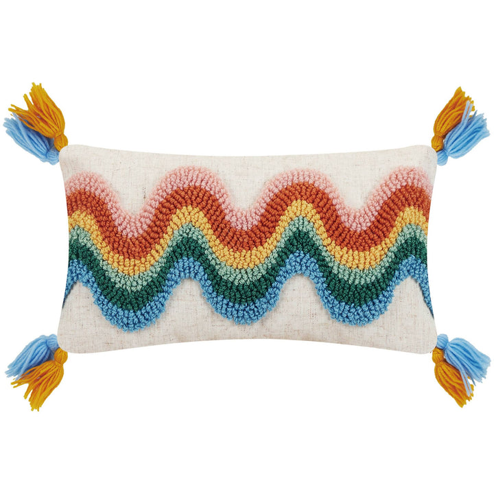 Rainbow Wave w/Tassels Hook Pillow