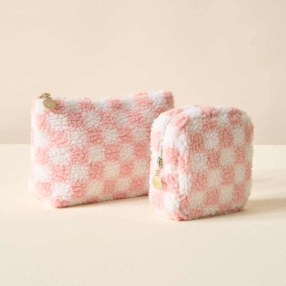 Check Blush Teddy Pouch