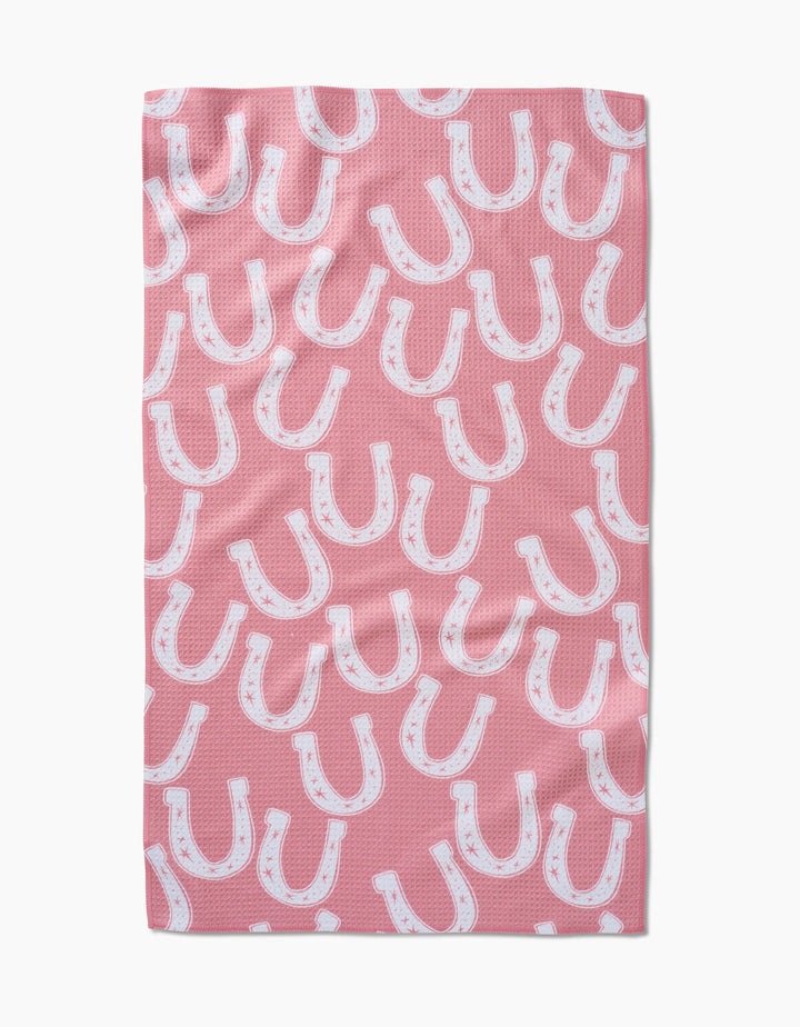 Pink Lucky Horseshoe Tea Towel