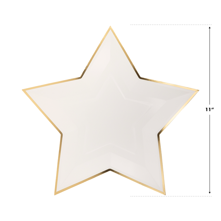 Cream Star Shaped Gold Foiled Paper Plate