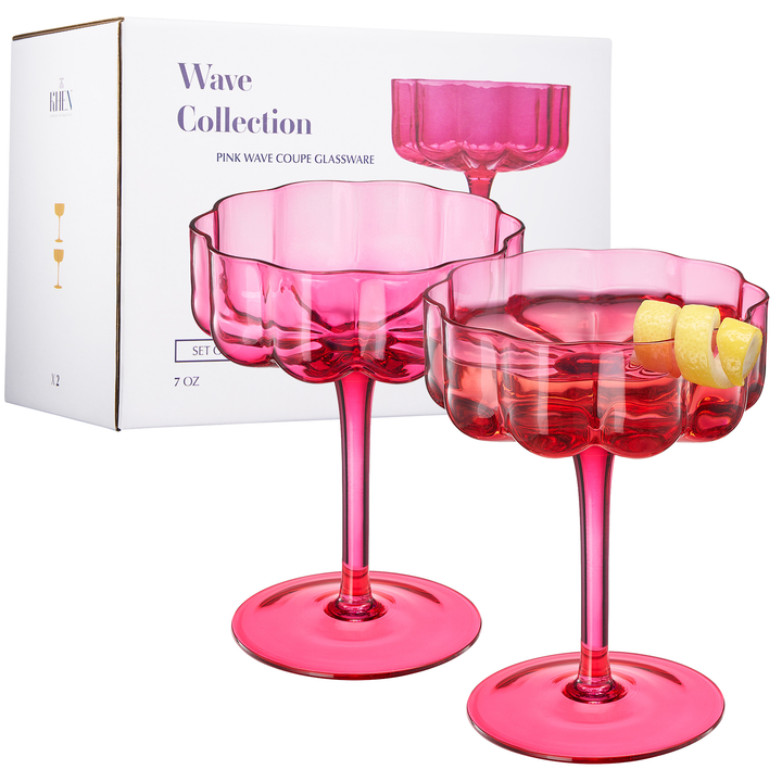 Flower Wave Pink Champagne Coupe