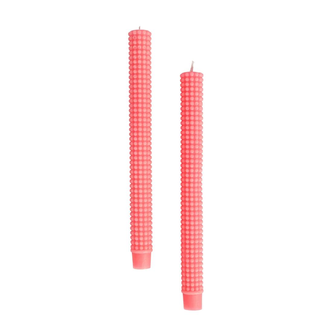 Pink Unscented Hobnail Taper Candles in Box