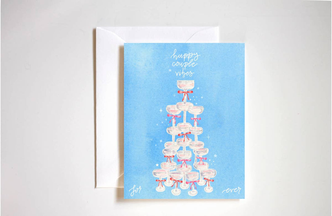 Champagne Tower Engagement Card