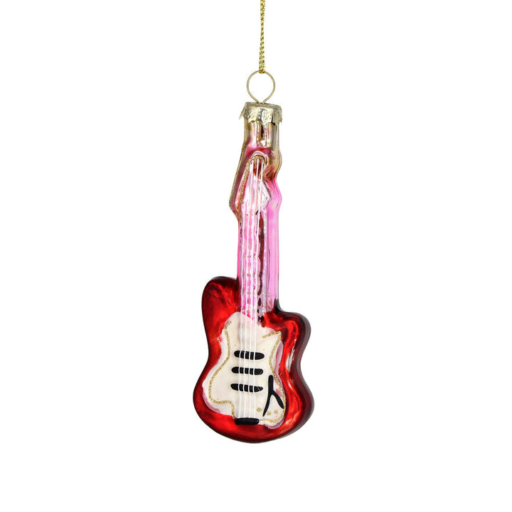 Electric Guitar Glass Christmas Ornament