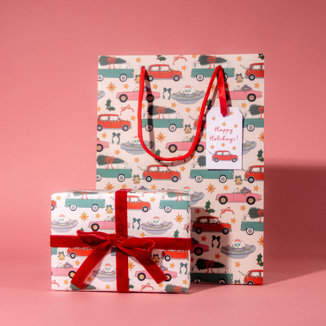 Holiday Car Print Gift Bag