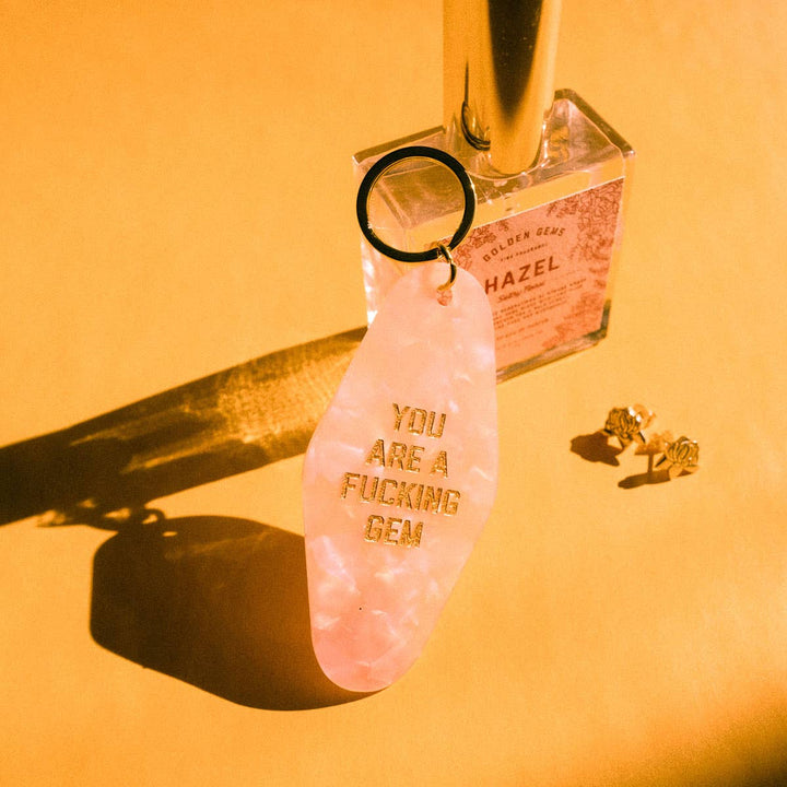 You're a Fucking Gem Motel Keytag Pink