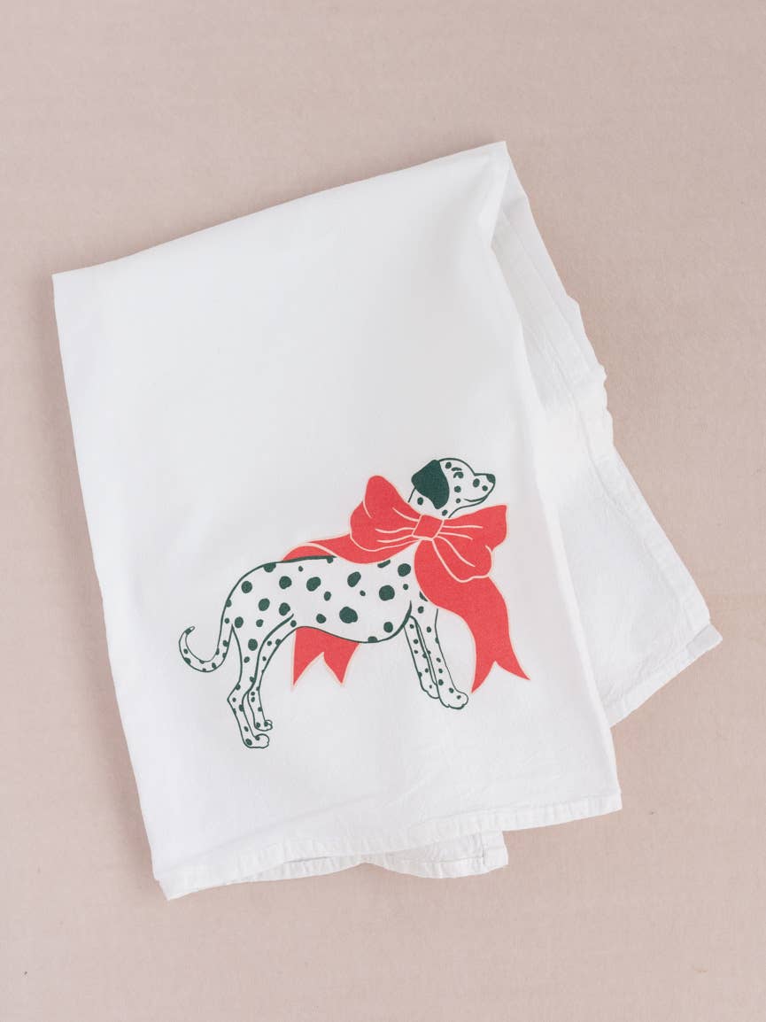 Dalmatian with a Bow Tea Towel