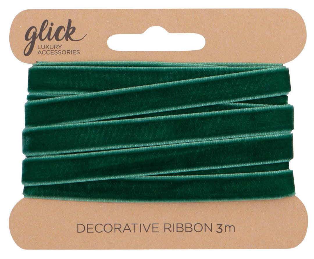 Velvet Green Fabric Ribbon