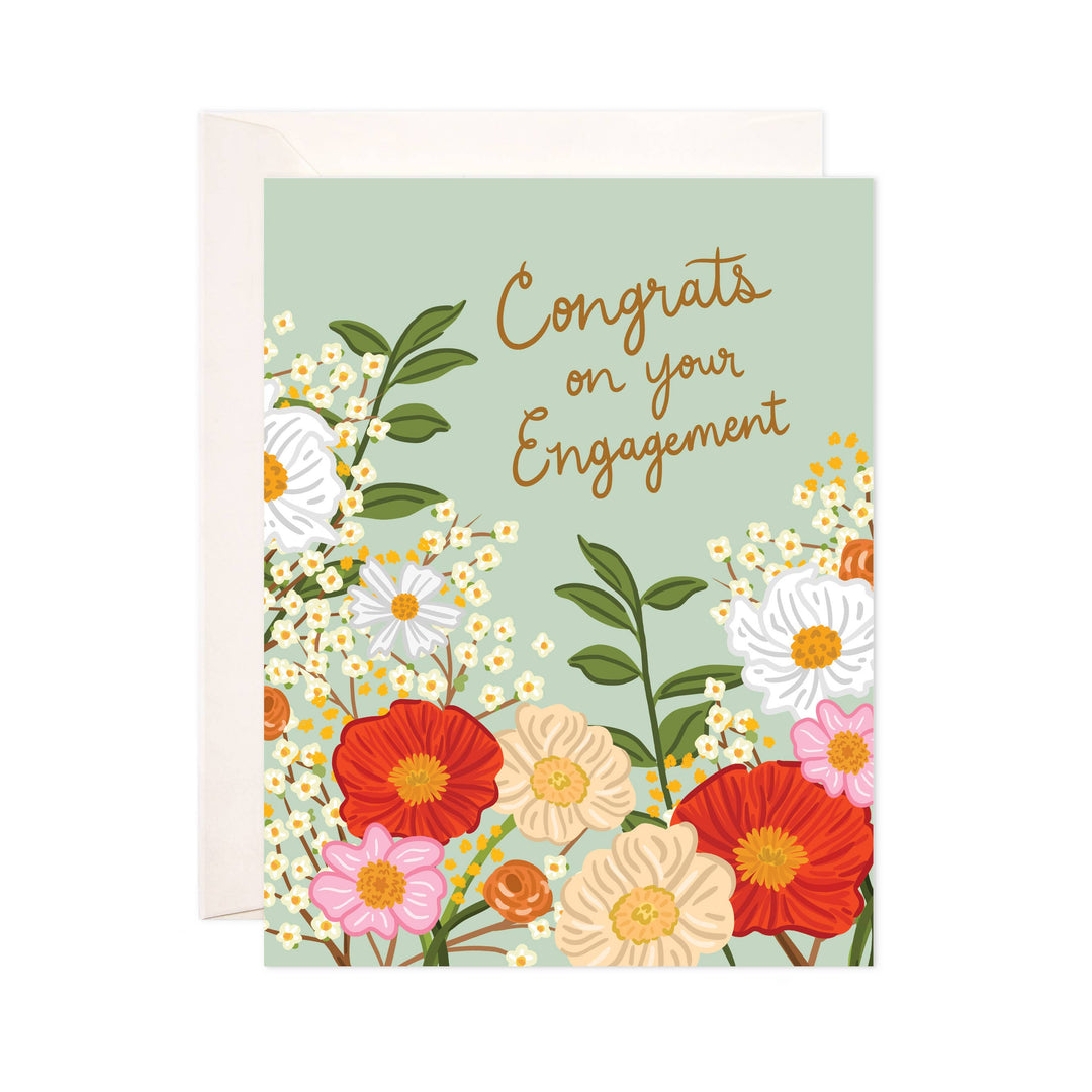 Floral Engagement Greeting Card