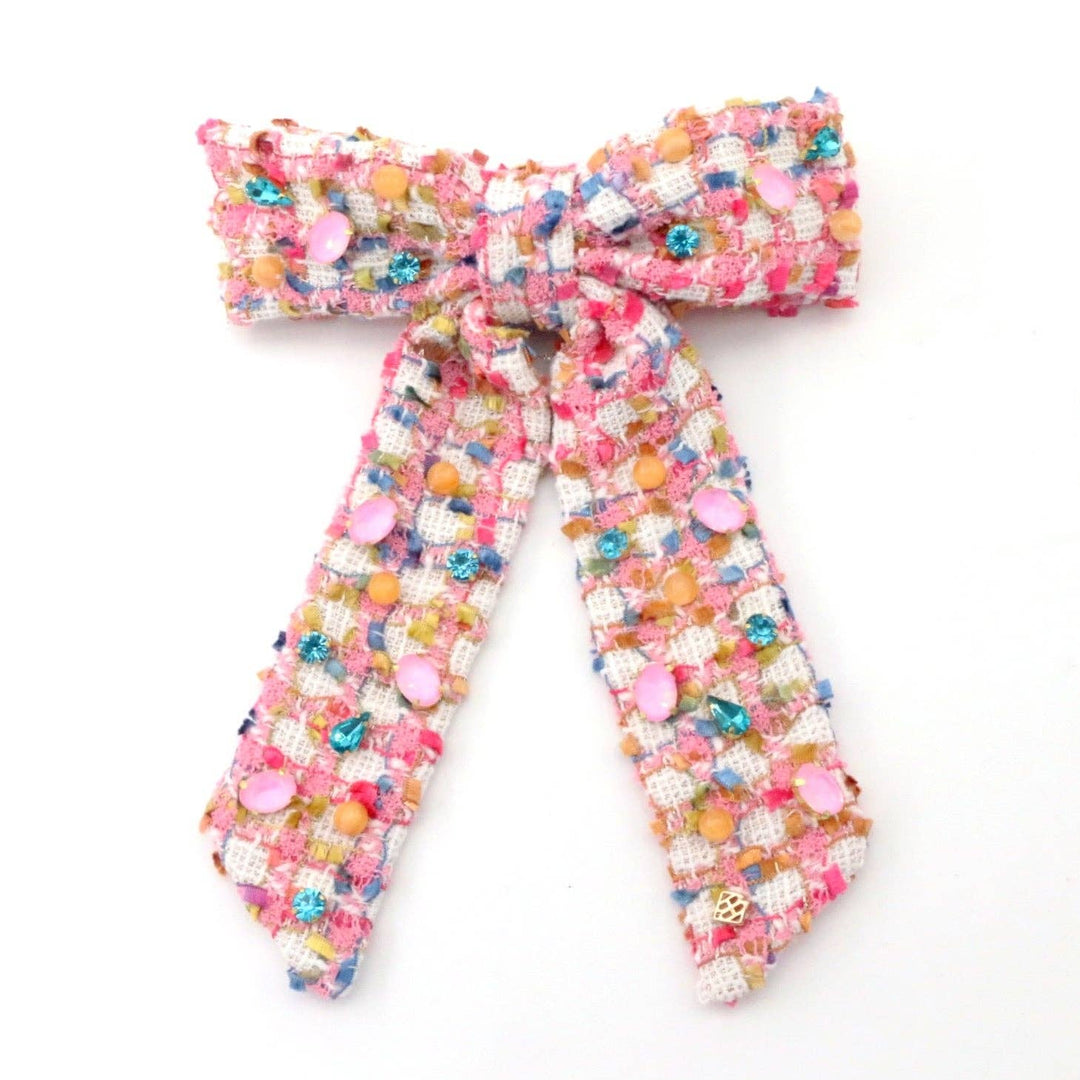 Bubblegum Tweed Bow Barrette