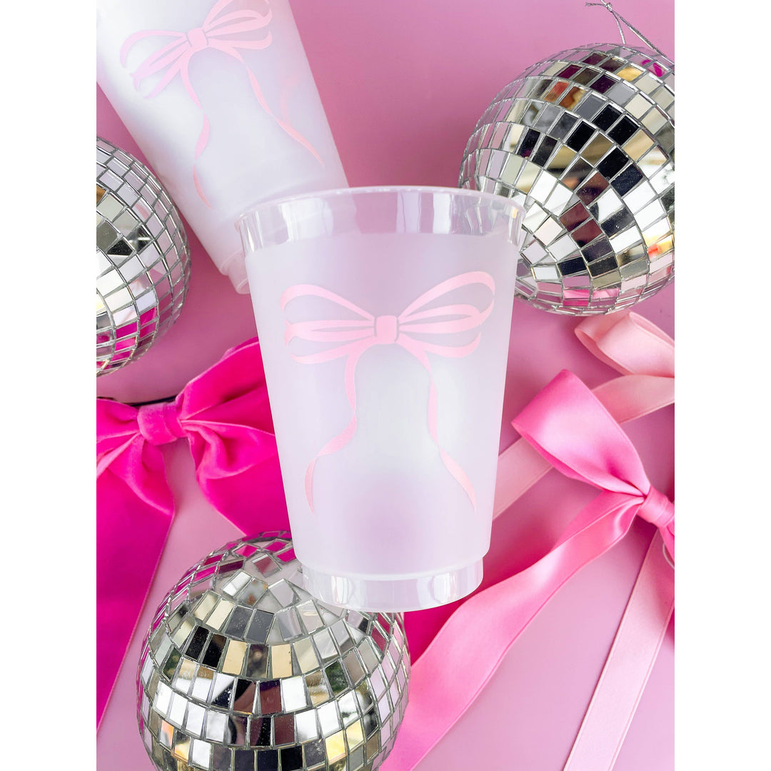 Pink Bow Frosted  Cups