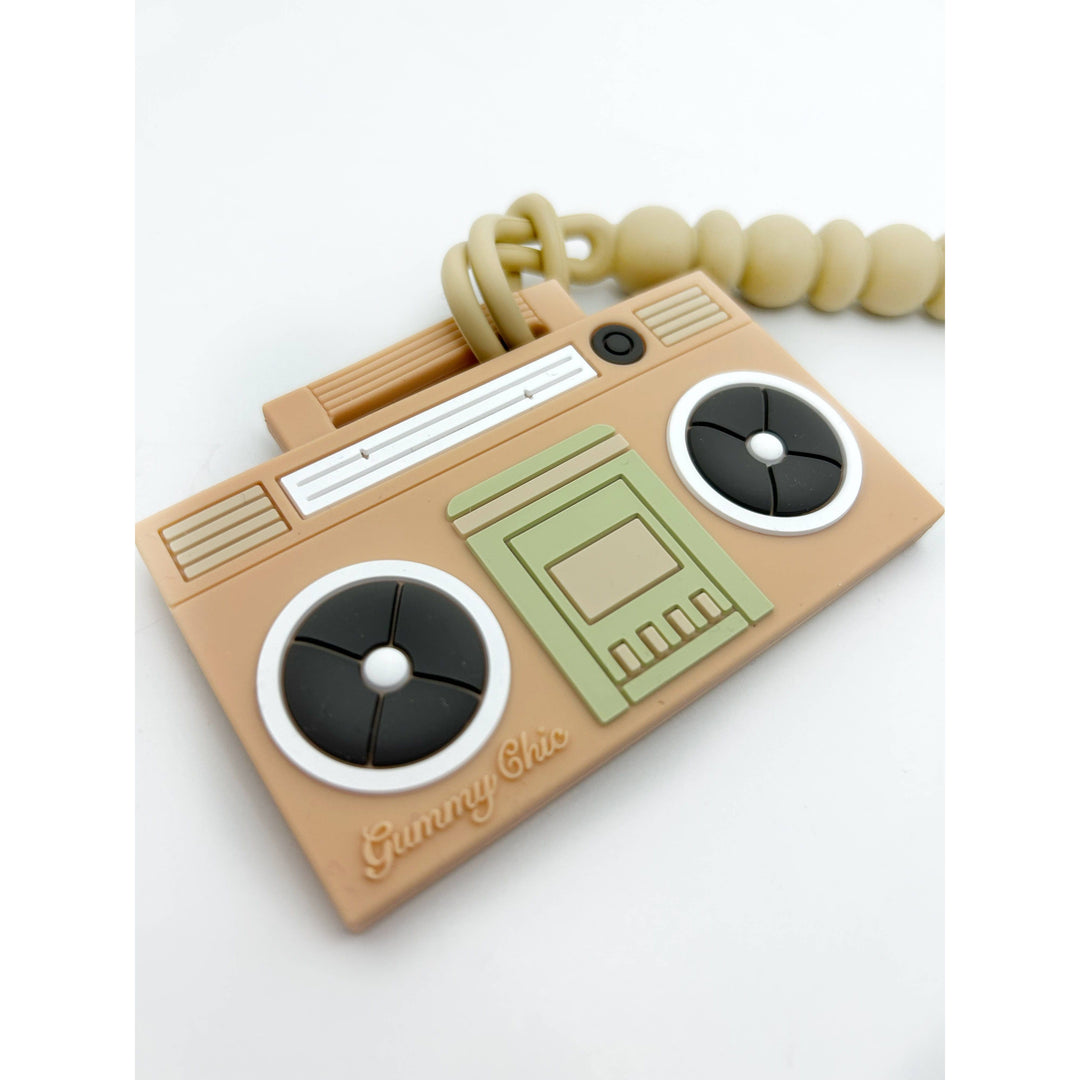 Silicone Boom Box Teether with Clip