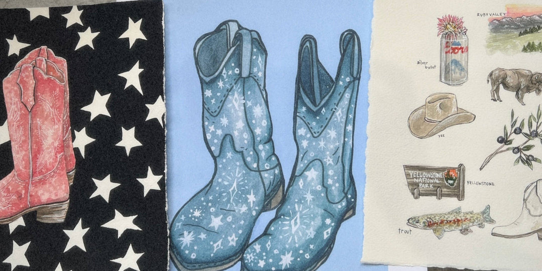 Cosmic Cowboy Boots Art Print