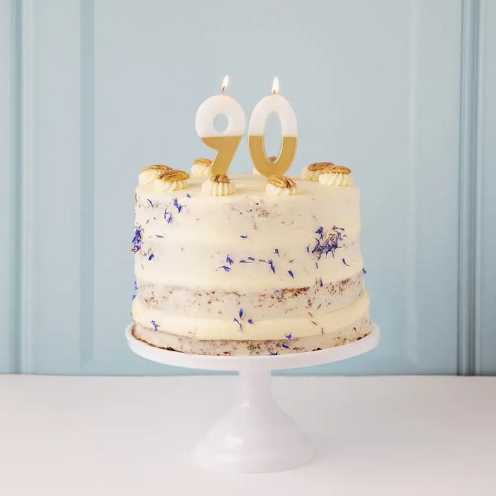 White & Gold Birthday Number Candles Set