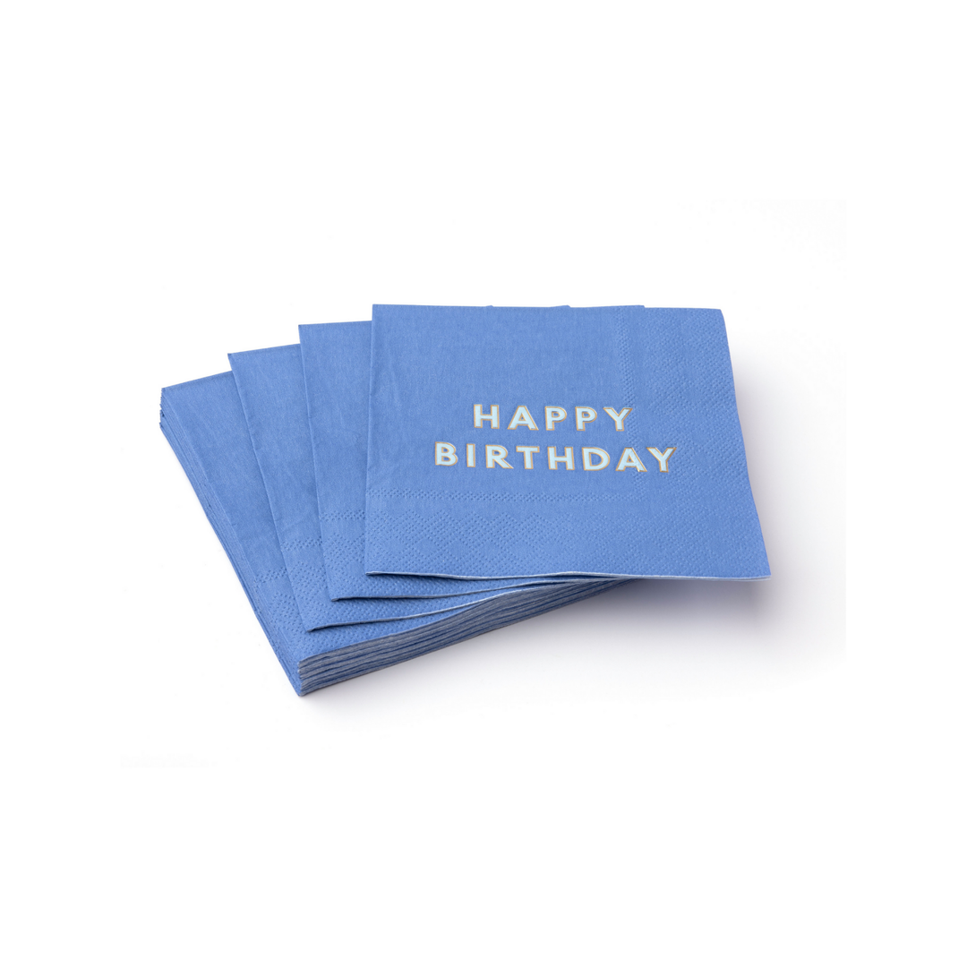 Palisades Blue Signature Happy Birthday Cocktail Napkins