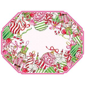 Pink Peppermint Ornaments Nutcrackers Posh Die-Cut Placemat