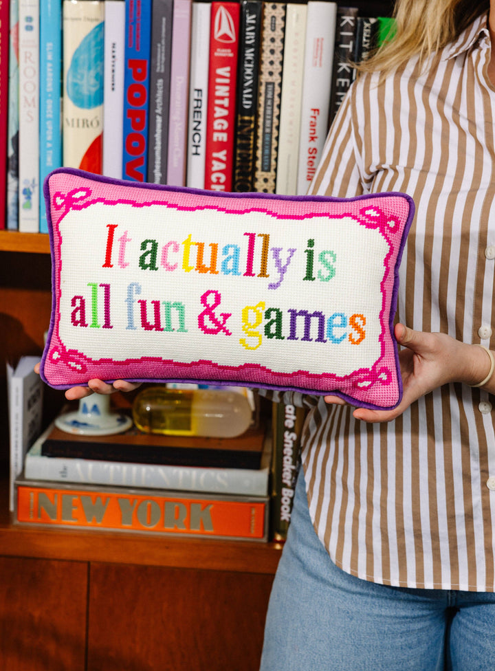 Fun And Games Needlepoint Pillow