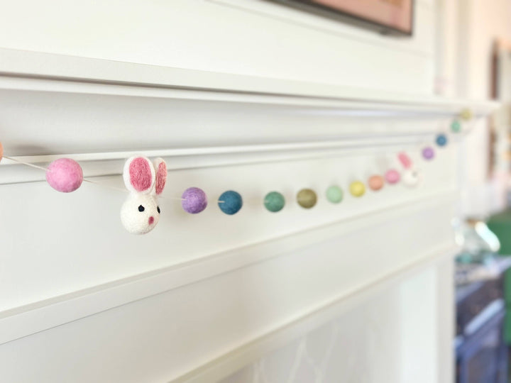 Bunny Wool Felt Ball Garland