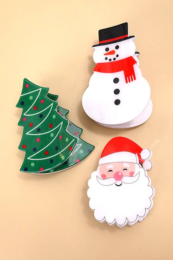 Snowman Hair Claw Clips