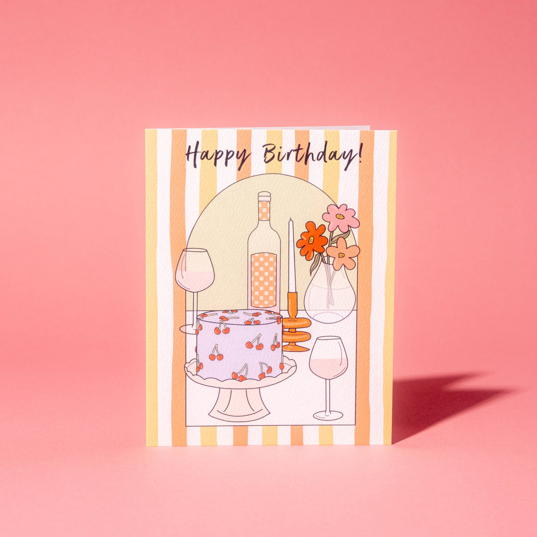 Birthday Stripes Cake Design Birthday Card