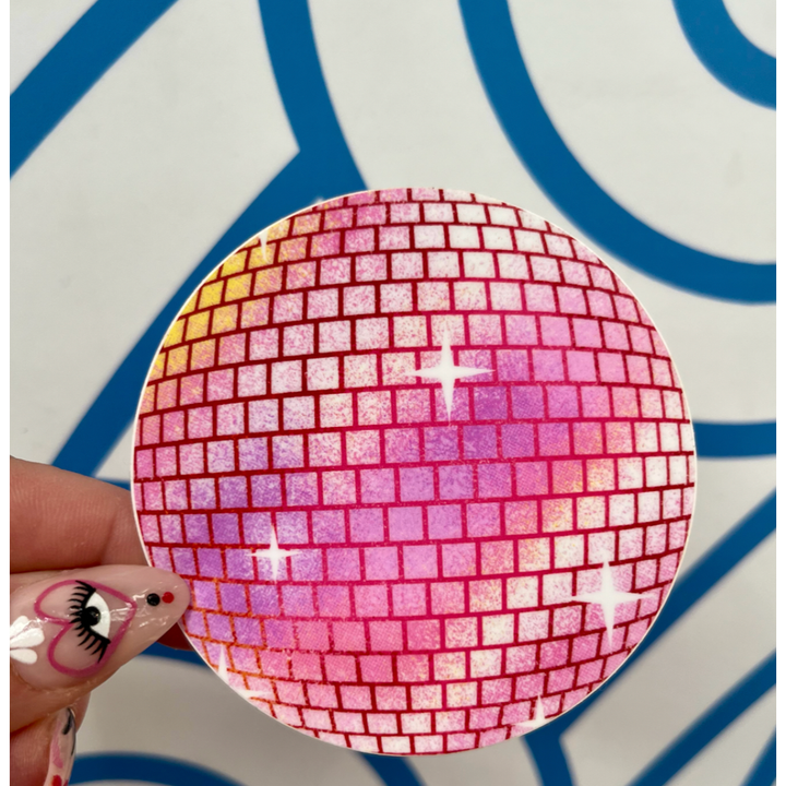 Pink Disco Ball Sticker