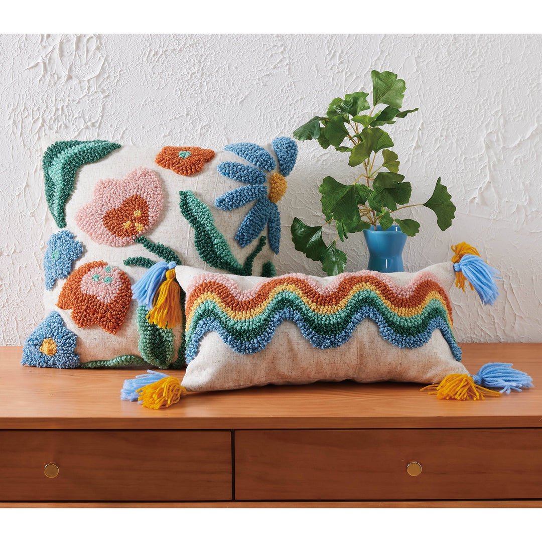 Rainbow Wave w/Tassels Hook Pillow