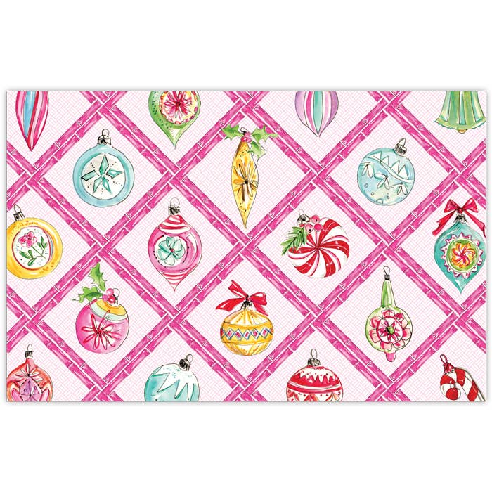 Ornaments with Pink Interlocking Bamboo Placemat