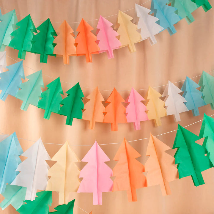 Tissue Paper Christmas Tree Garlands