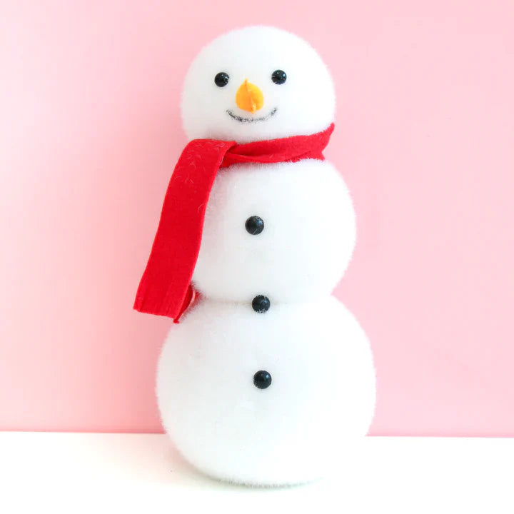 Red Scarf Flocked Snowman